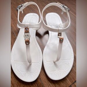 Authentic Coach Piccadilly White Ankle Strap Sandals - Size 6B